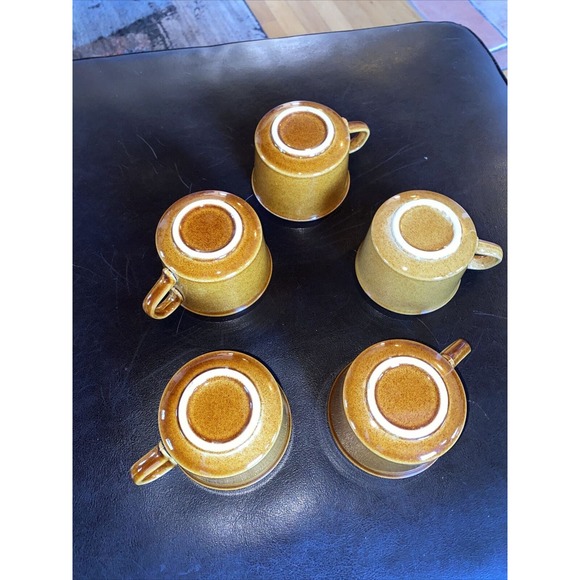 5 Piece Set Lot Vintage 1970s Taylor Smith Honey Gold Coffee Mugs Retro Diner - Picture 7 of 7